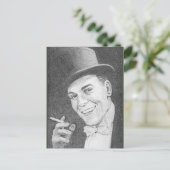 Gentleman met sigaret getekend in potlood in 2004 briefkaart (Staand voorkant)