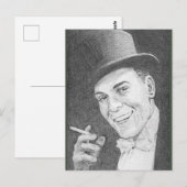Gentleman met sigaret getekend in potlood in 2004 briefkaart (Voorkant / Achterkant)