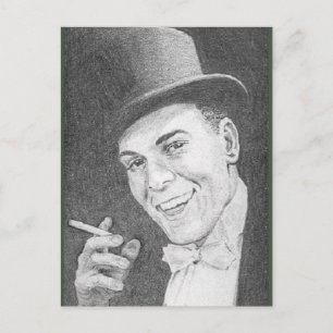 Gentleman met sigaret getekend in potlood in 2004 briefkaart