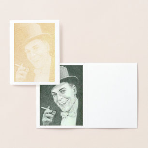 Gentleman op Top Hat Smoking Gold Foil Note Card Folie Kaarten