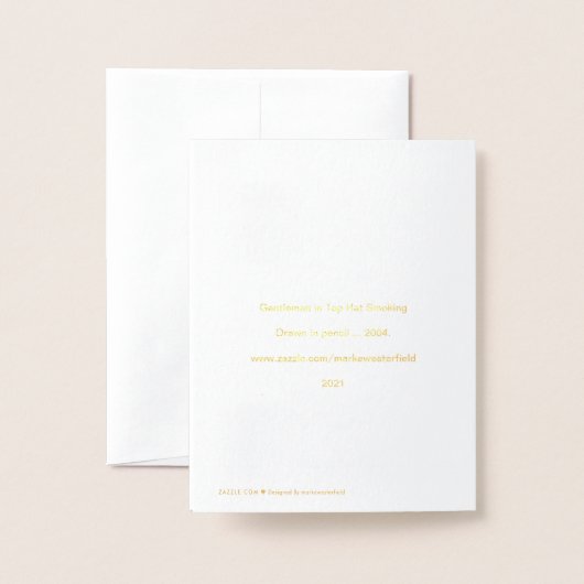 Gentleman op Top Hat Smoking Gold Foil Note Card Folie Kaarten (Met envelop)