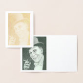 Gentleman op Top Hat Smoking Gold Foil Note Card Folie Kaarten (Display)