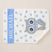 Gentleman Owl Blue Grey Baby Sherpa Blanket Sherpa Deken (Voorkant (horizontaal))