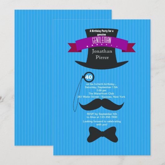 Gentleman Party Uitnodiging (Voorkant / Achterkant)