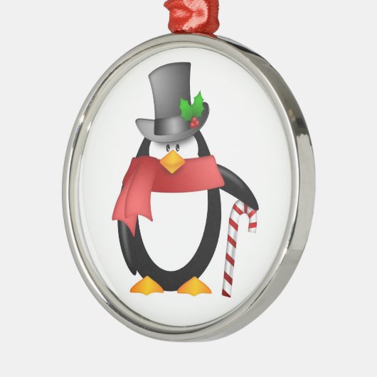 Gentleman Penguin met Top Hat Candy Cane Ornament (Links)