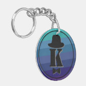 Gentleman pet bow blue ombre name initiaal monogra sleutelhanger (Voorkant Links)