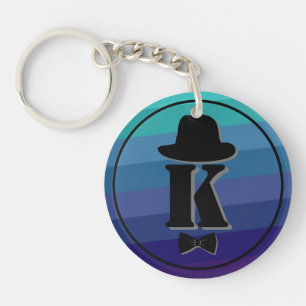 Gentleman pet bow blue ombre name initiaal monogra sleutelhanger