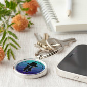 Gentleman pet bow blue ombre name initiaal monogra sleutelhanger (Zijkant)