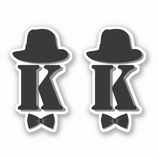 Gentleman pet bow blue ombre name initiaal monogra sticker (Voorkant)