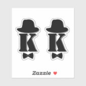 Gentleman pet bow blue ombre name initiaal monogra sticker (Vel)