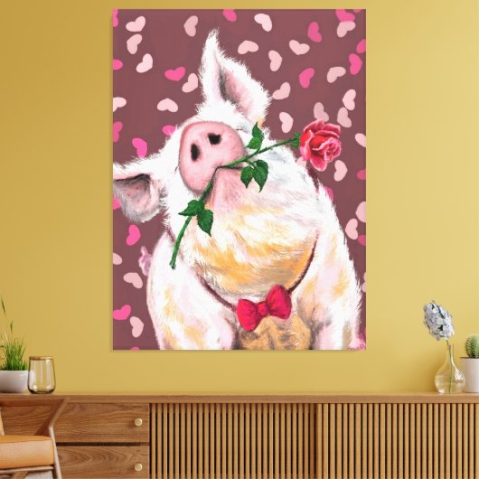 Gentleman Pig Canvas Afdruk (Insitu (Woonkamer))