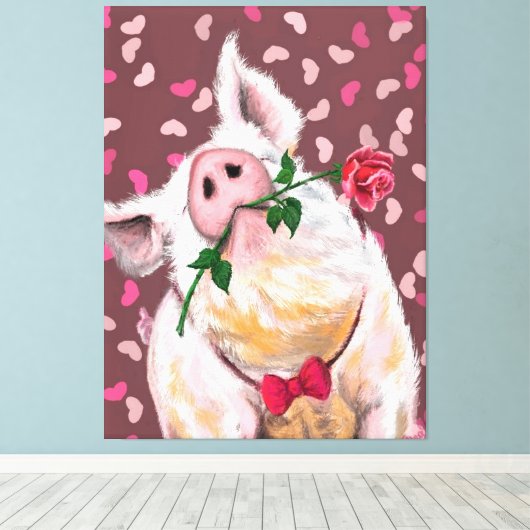 Gentleman Pig Canvas Afdruk (Insitu (Houten vloer))