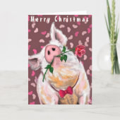 Gentleman Pig Fun Merry Kerstmis Kaart (Voorkant)
