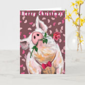 Gentleman Pig - Merry Kerstmis - Fun Kaart (Gele Bloem)