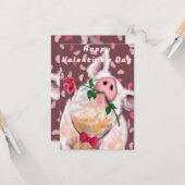 Gentleman Pig Met Roos Grappige Valentijnsdag Kaar Kaart (Voorkant / Achterkant in situ)