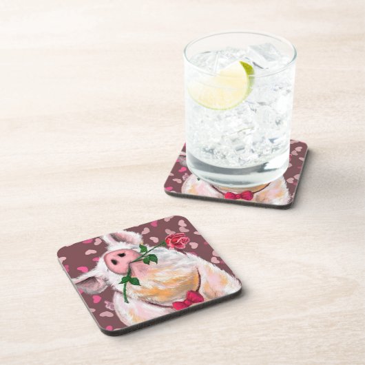 Gentleman Pig - Romantic - Funny - Bier Onderzetter (Rechterzijde)