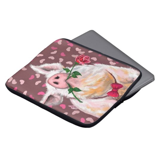 Gentleman Pig - Romantic - Funny Laptop Sleeve (Voorkant top)