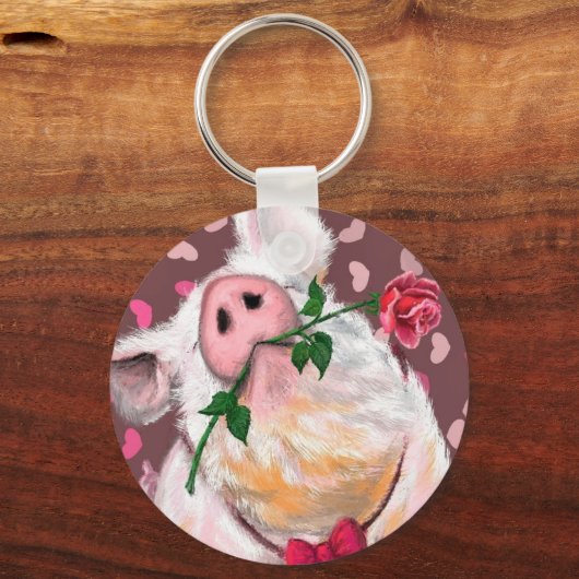 Gentleman Pig - Romantic - Funny Sleutelhanger (Voorkant)