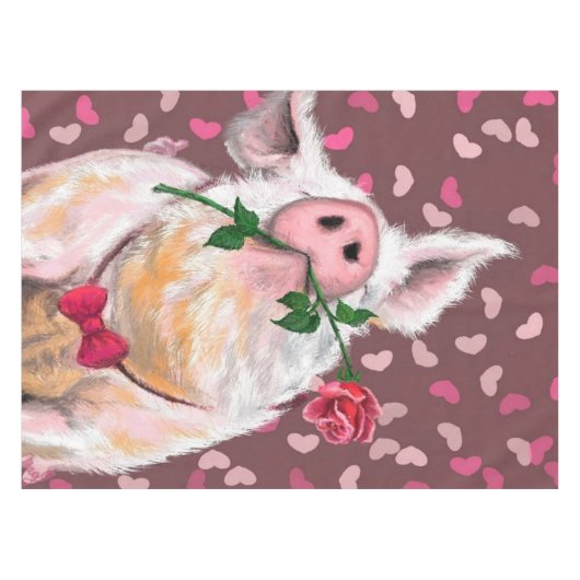 Gentleman Pig Tablecloth Romantic Funny Tafelkleed (Voorkant (Horizontaal))