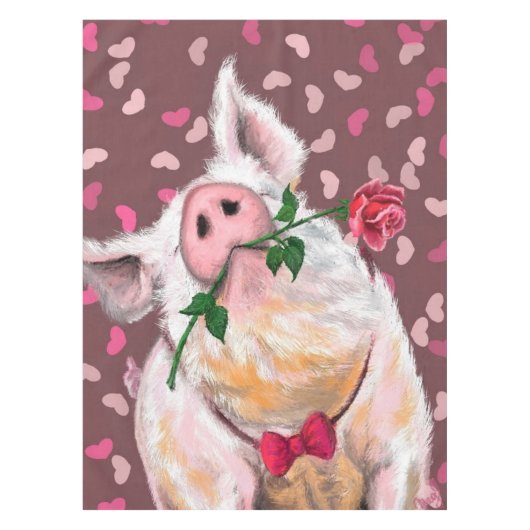 Gentleman Pig Tablecloth Romantic Funny Tafelkleed (Voorkant)