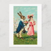 Gentleman Rabbit Courbit Lady bij Pasen Feestdagenkaart (Voorkant)