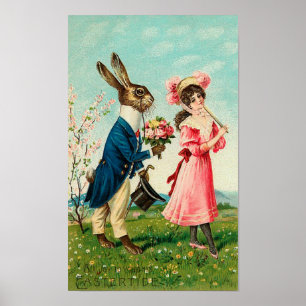 Gentleman Rabbit Courbit Lady bij Pasen Poster