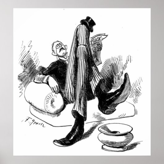 Gentleman Reading 1880 Poster (Voorkant)