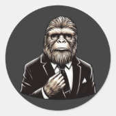 Gentleman Sasquatch - Funny Bigfoot Ronde Sticker (Voorkant)
