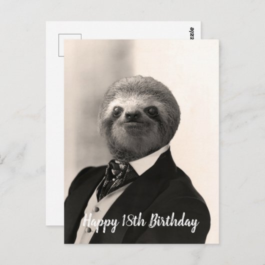Gentleman Sloth Birthday Kaart (Voorkant / Achterkant)