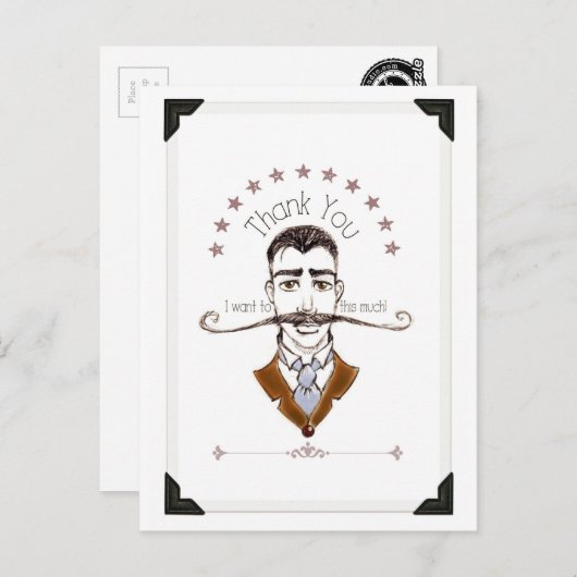 gentleman snor dank u postkaart (Voorkant / Achterkant)