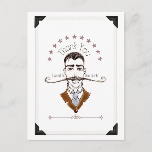  gentleman snor dank u postkaart (Voorkant)