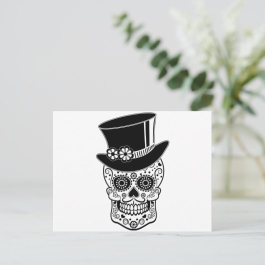Gentleman Sugar Skull Briefkaart (Staand voorkant)