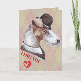 Gentleman Terrier Dog I Dig you Feestdagen Kaart