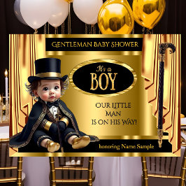 Gentleman Tophat Baby Shower Black Gold Drapes Kaart