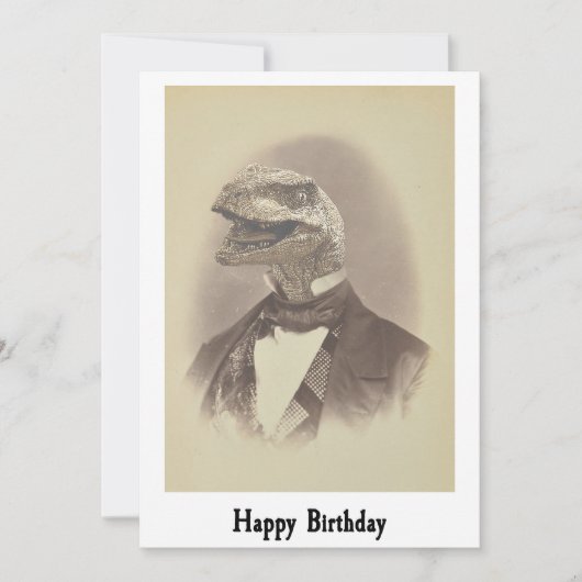 Gentleman Velociraptor Verjaardag Kaart (Voorkant)