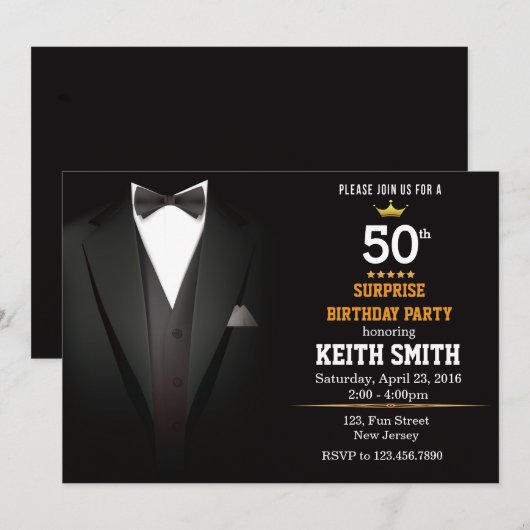 Gentleman Verjaardag uitnodiging (Voorkant / Achterkant)