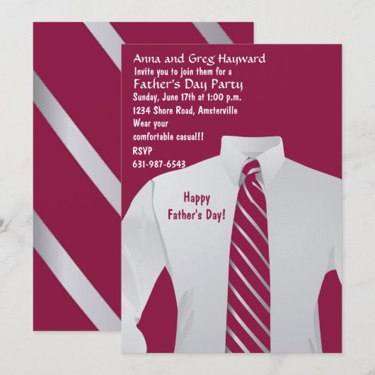 Gentleman's Shirt Invitation Kaart (Voorkant / Achterkant)