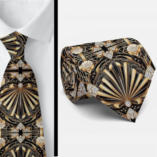 Gentleman's Tie | Art Deco Faux Diamond Neck Ties Stropdas