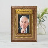 Gentlemen Elegant Rustic Gold Wood Photo Birthday Kaart (Staand voorkant)