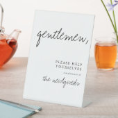 Gentlemen Modern Wedding Bathroom Basket Sign Reclamebord Met Voetstuk (Insitu)