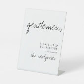 Gentlemen Modern Wedding Bathroom Basket Sign Reclamebord Met Voetstuk (Voorkant)