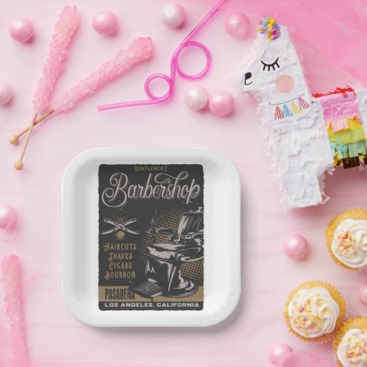 Gentlemen’s Barbershop Retro Haircuts Shaves Papieren Bordje (Feest)