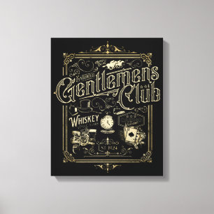 Gentlemen's Club Retro Poster Canvas Afdruk