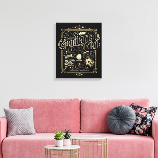 Gentlemen's Club Retro Poster Canvas Afdruk (Insitu (Woonkamer))