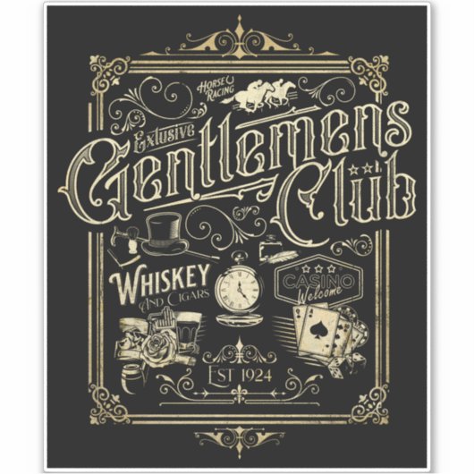 Gentlemen's Club Retro Sticker (Voorkant)