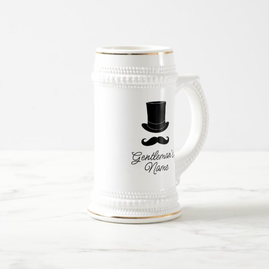Gentlemen's dapper pet en snor custom bierpul (Voorkant rechts)