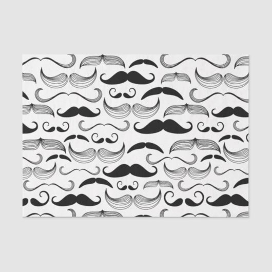Gentlemens Mustache Pattern in All Shapes and Size Tissuepapier (Voorkant)