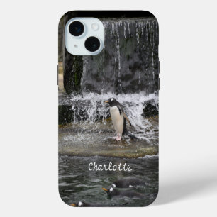 Gentoo Penguin & Friends Waterfall Zoo Schotland iPhone 15 Mini Hoesje