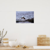 Gentoo Penguin Jumping in water Poster (Keuken)