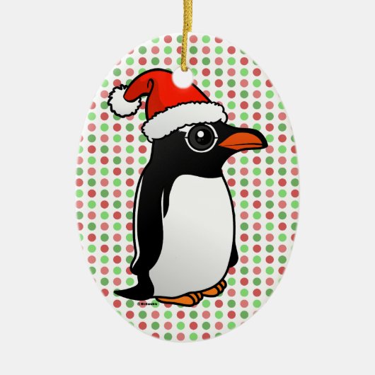 Gentoo Penguin Santa Keramisch Ornament (Voorkant)
